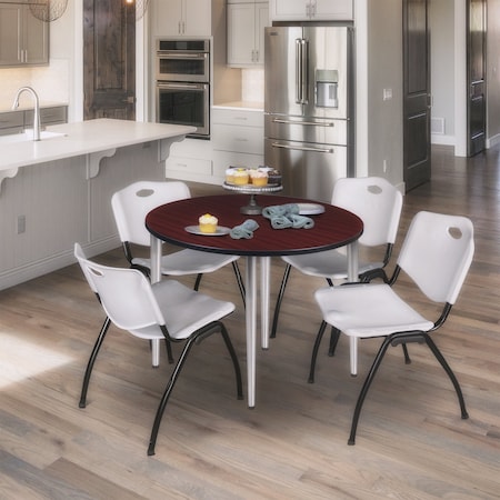Regency Kahlo Round Table & Chair Sets, 36 W, 36 L, 29 H, Wood, Metal, Plastic Top, Mahogany TPL36RNDMHCM47GY